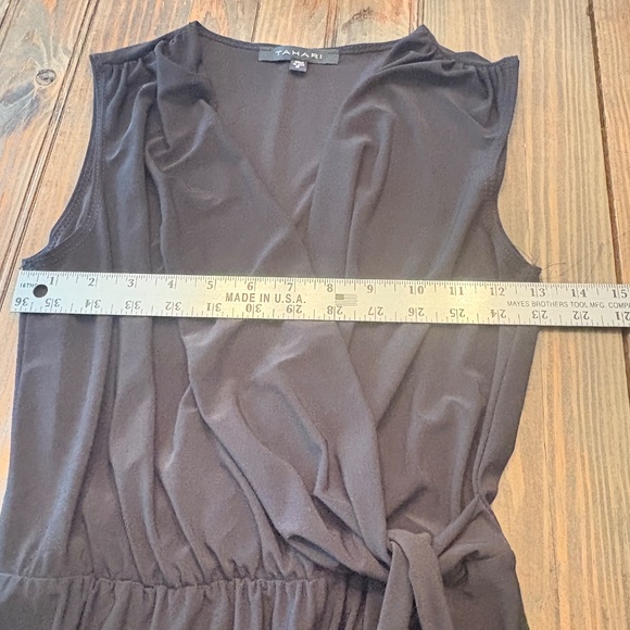 Tahari Crossover Faux Wrap Tie Vneck Dress Made USA - Picture 2 of 4